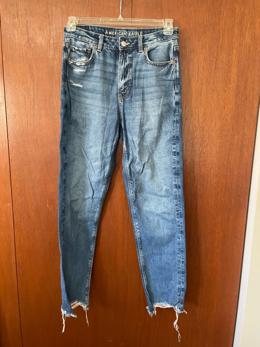 American Eagle Outfitters Women’s Blue Distressed Mom Jeans
